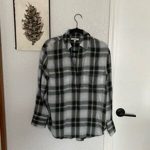 Madewell Plaid Shirt in Green and White